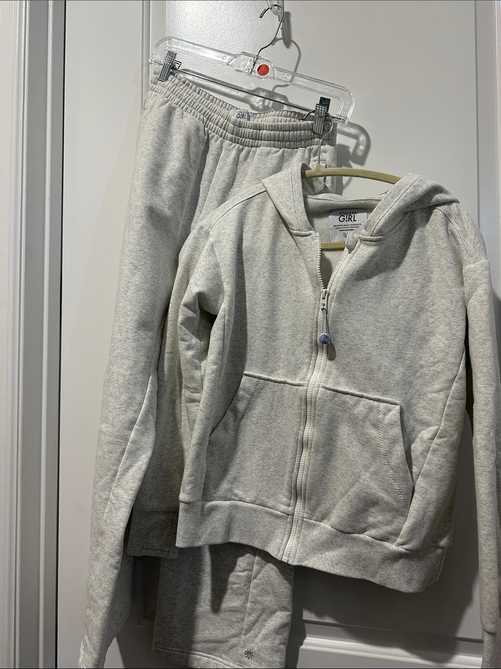 lululemon athletica Girls' Light Gray Hooded Zip Sweatshirt and Joggers Set